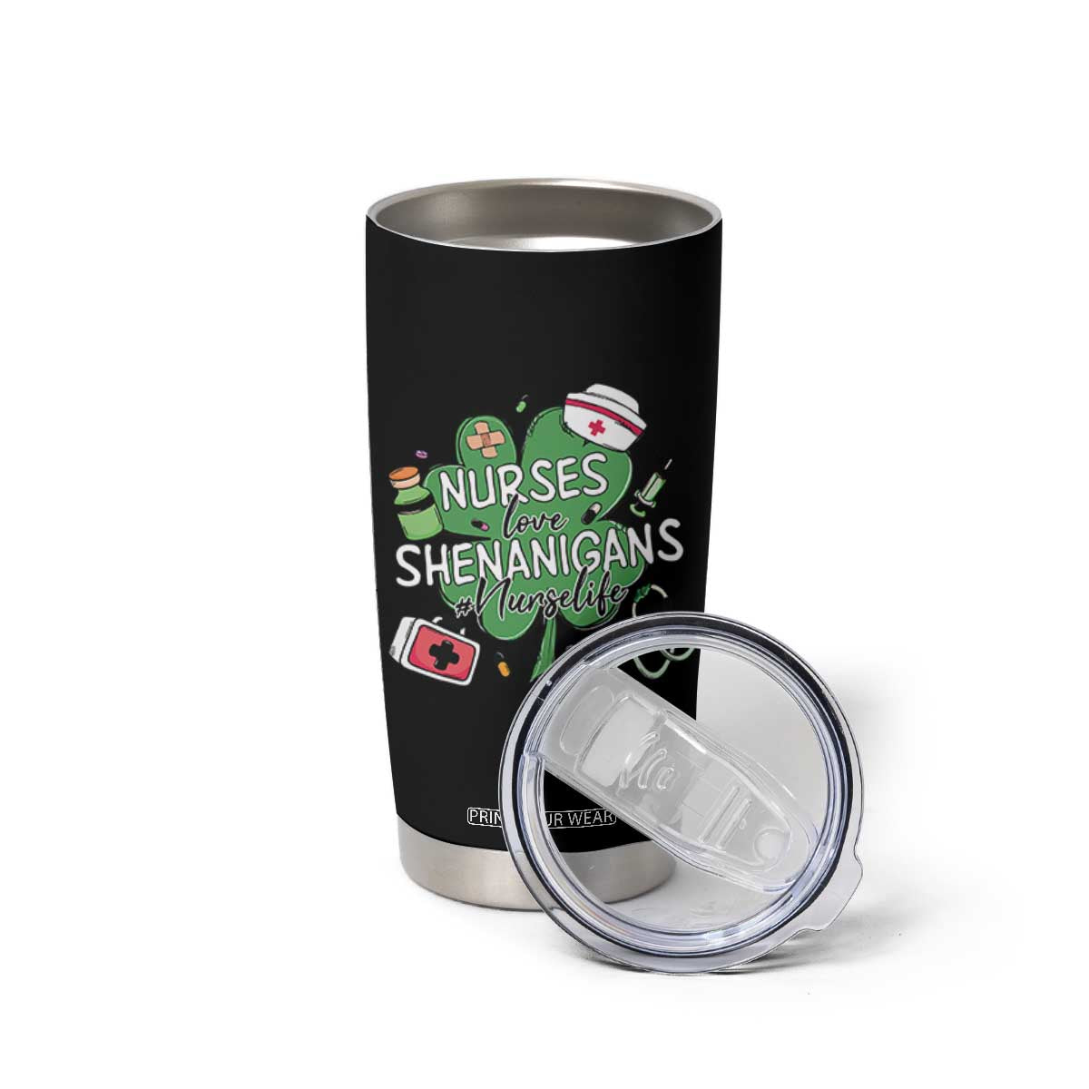 Funny St Patrick's Day Nurse Tumbler Cup Nurses Love Shenanigans Nurse Life Shamrock TS11 Print Your Wear