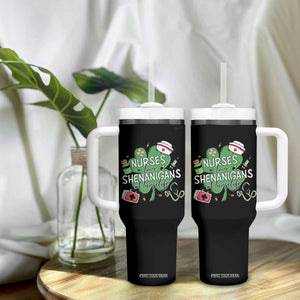 Funny St Patrick's Day Nurse Tumbler With Handle Nurses Love Shenanigans Nurse Life Shamrock TS11 Print Your Wear