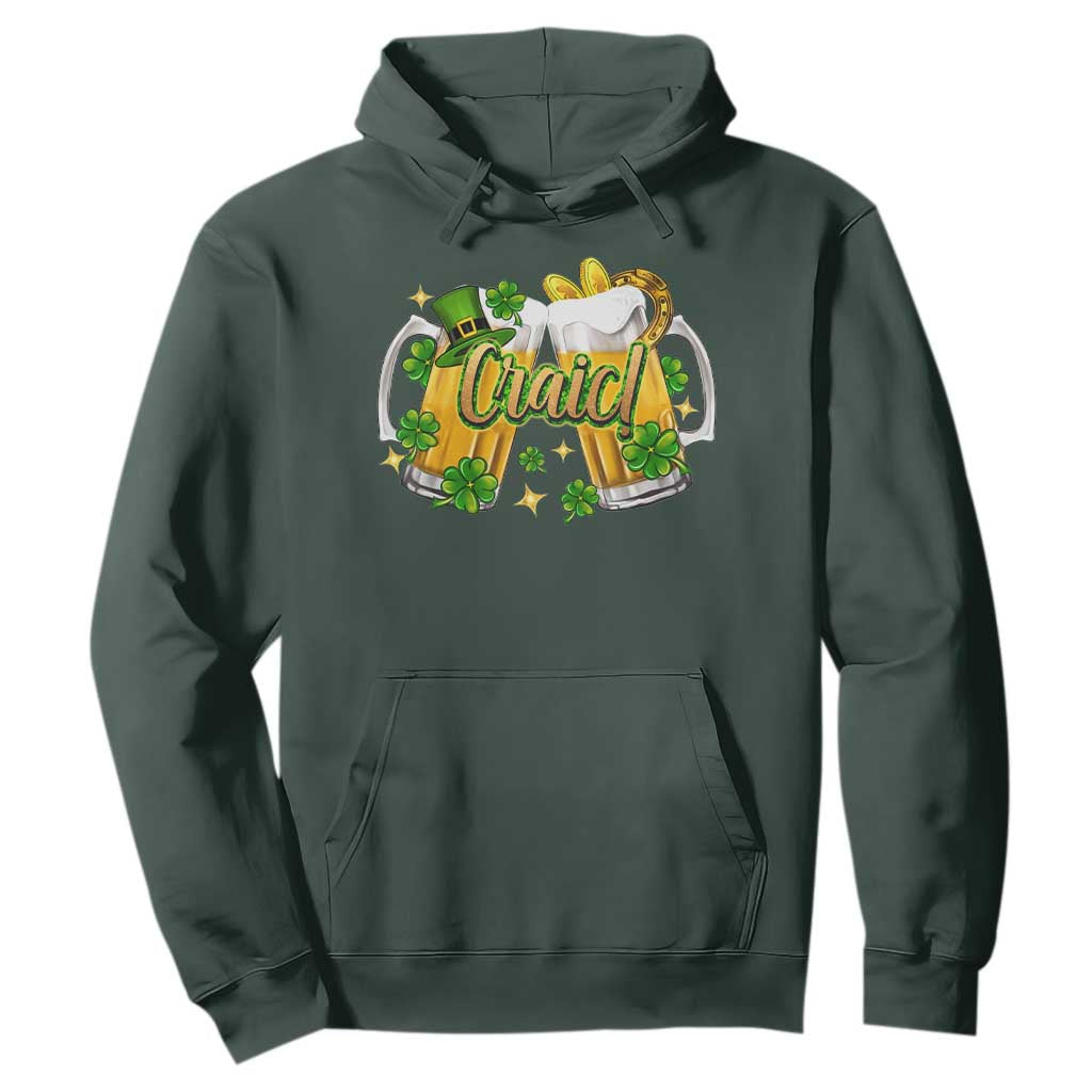 Funny St Patrick's Day Irish Beer Drinking Craic Hoodie TS11 Dark Forest Green Print Your Wear
