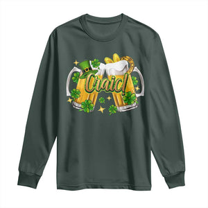 Funny St Patrick's Day Irish Beer Drinking Craic Long Sleeve Shirt TS11 Dark Forest Green Print Your Wear