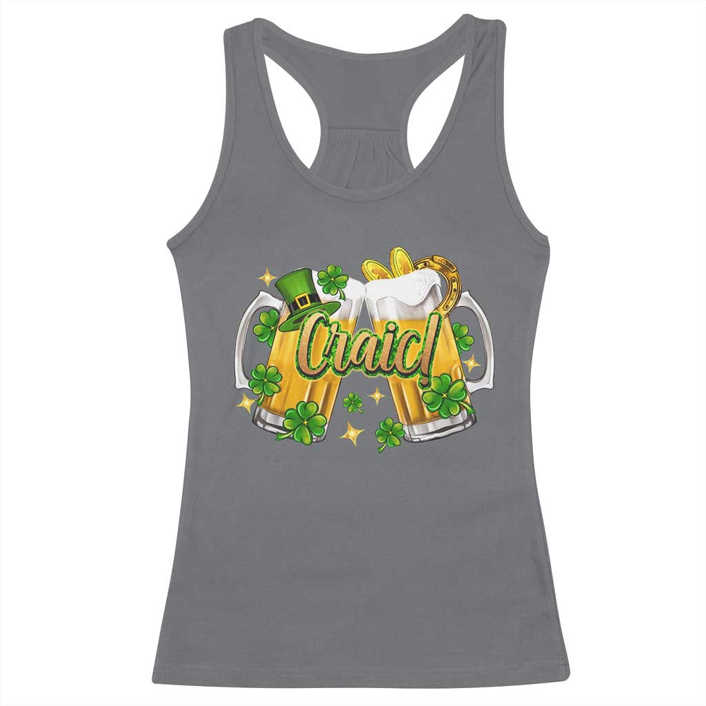 Funny St Patrick's Day Irish Beer Drinking Craic Racerback Tank Top TS11 Charcoal Print Your Wear