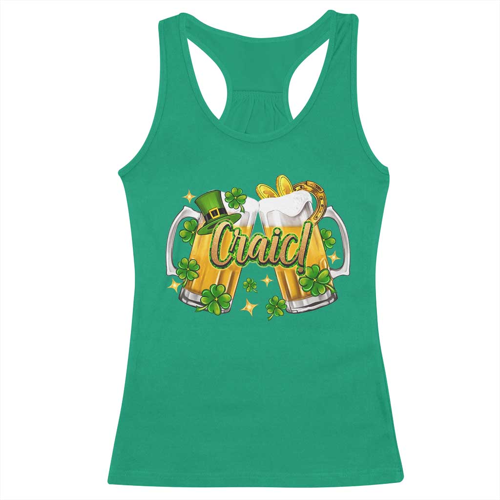 Funny St Patrick's Day Irish Beer Drinking Craic Racerback Tank Top TS11 Irish Green Print Your Wear