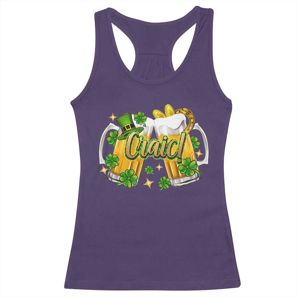 Funny St Patrick's Day Irish Beer Drinking Craic Racerback Tank Top TS11 Purple Print Your Wear