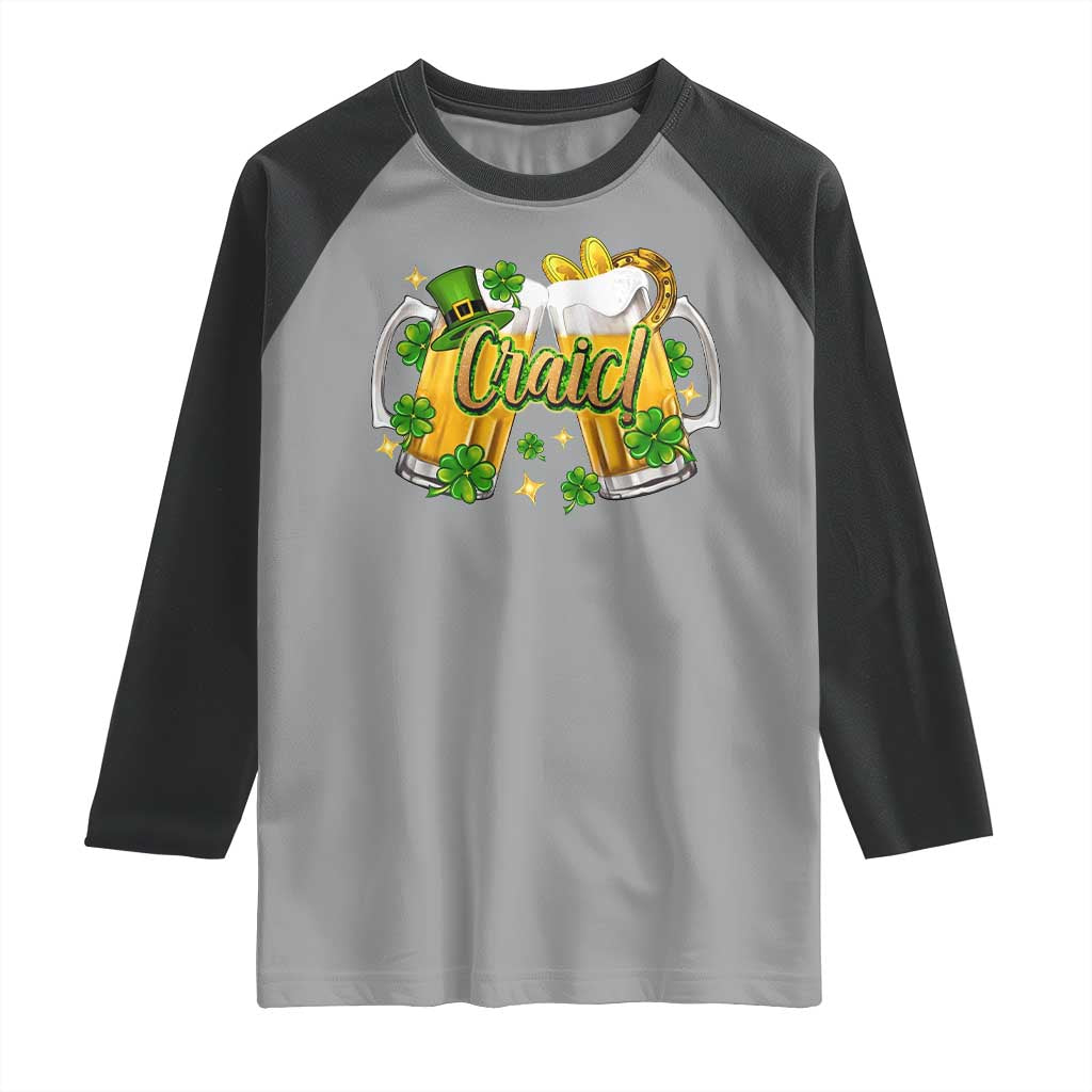 Funny St Patrick's Day Irish Beer Drinking Craic Raglan Shirt TS11 Sport Gray Black Print Your Wear