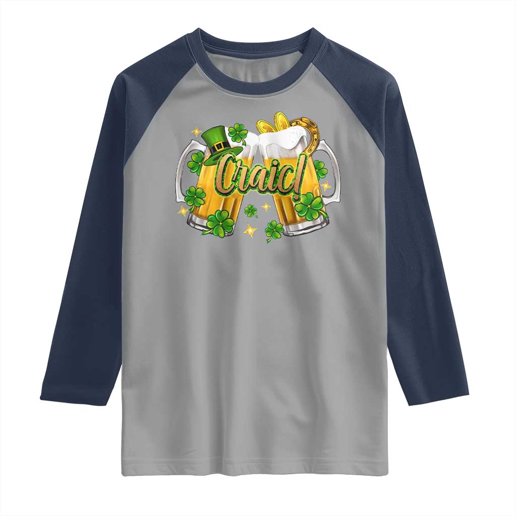 Funny St Patrick's Day Irish Beer Drinking Craic Raglan Shirt TS11 Sport Gray Navy Print Your Wear