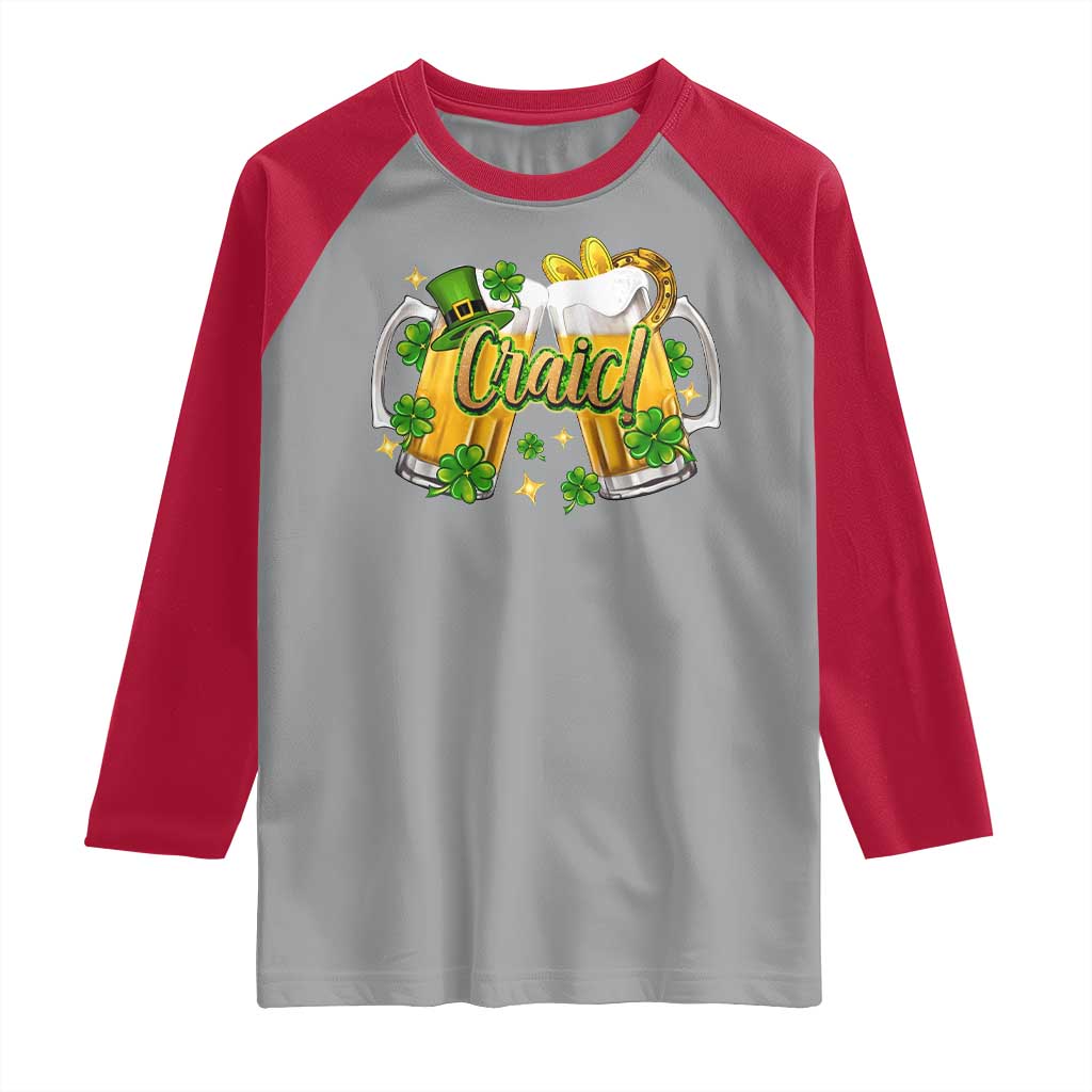 Funny St Patrick's Day Irish Beer Drinking Craic Raglan Shirt TS11 Sport Gray Red Print Your Wear