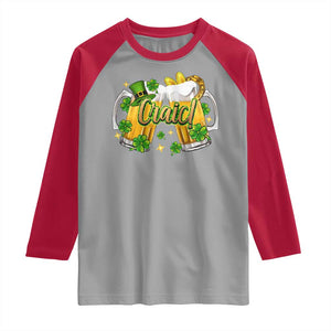 Funny St Patrick's Day Irish Beer Drinking Craic Raglan Shirt TS11 Sport Gray Red Print Your Wear