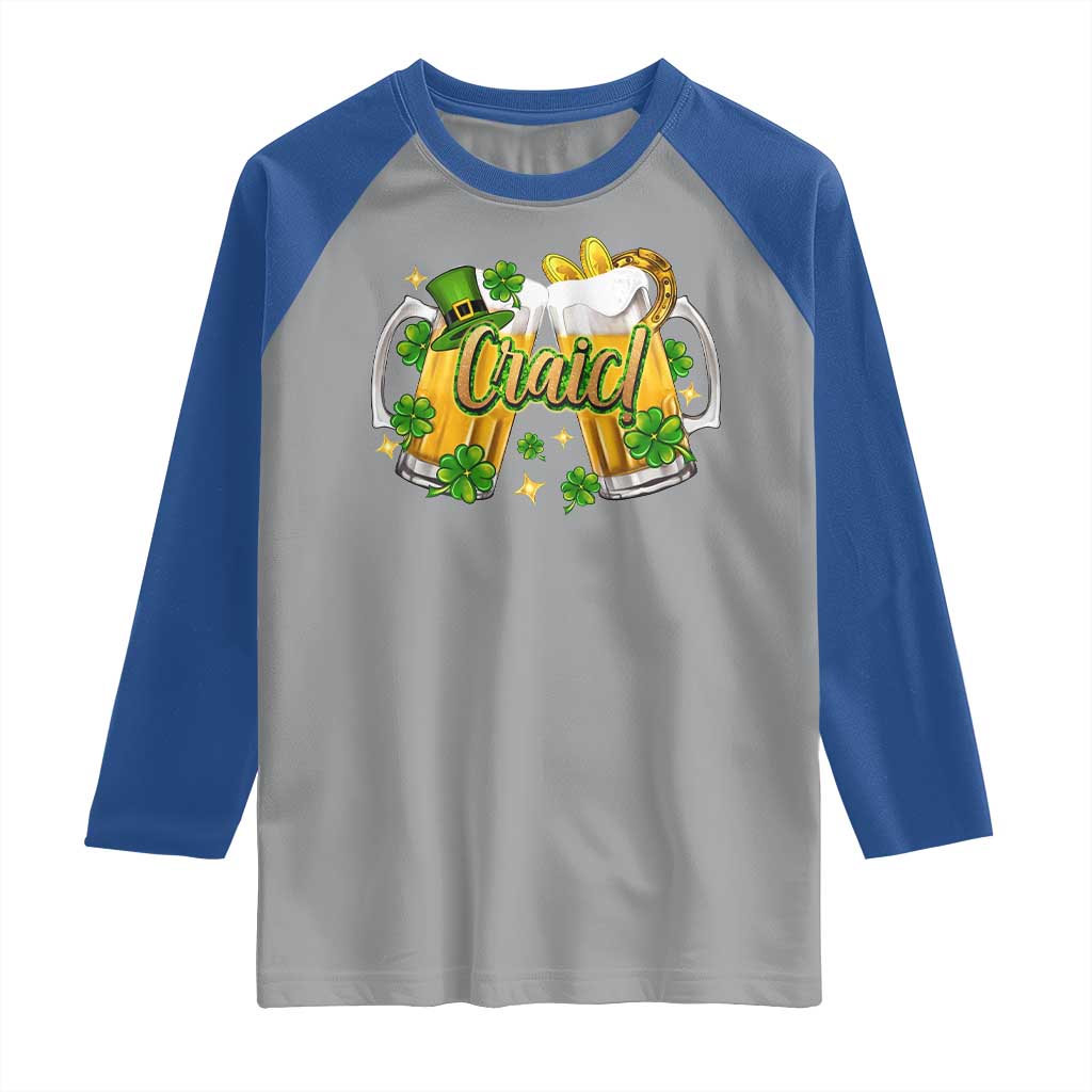 Funny St Patrick's Day Irish Beer Drinking Craic Raglan Shirt TS11 Sport Gray Royal Print Your Wear