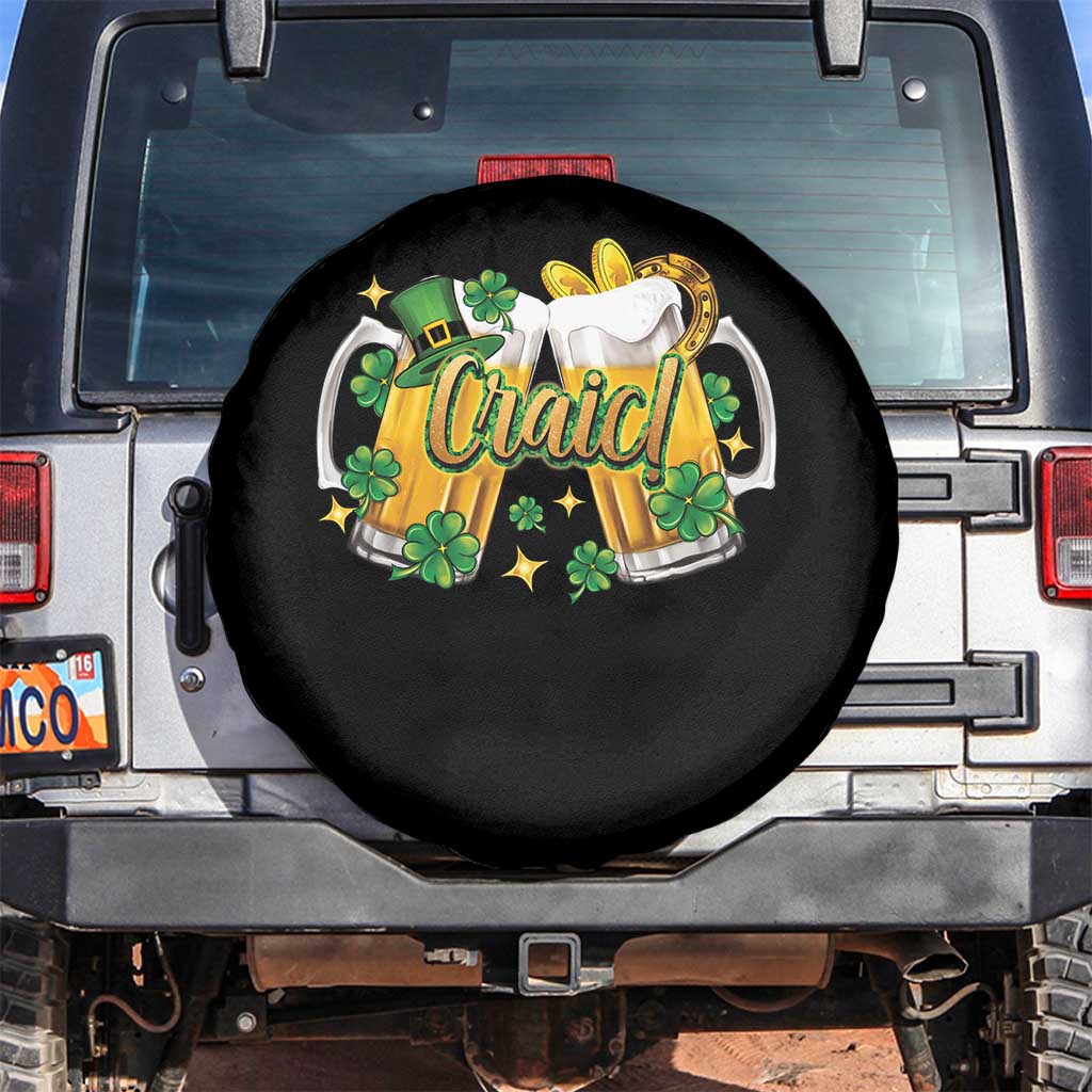 Funny St Patrick's Day Irish Beer Drinking Craic Spare Tire Cover TS11 No hole Black Print Your Wear