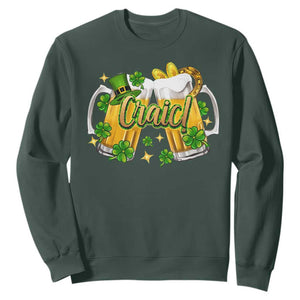 Funny St Patrick's Day Irish Beer Drinking Craic Sweatshirt TS11 Dark Forest Green Print Your Wear