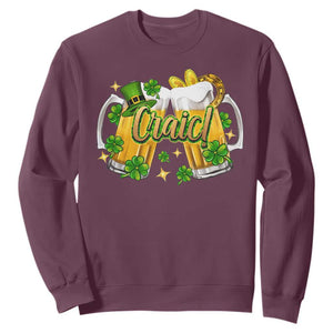 Funny St Patrick's Day Irish Beer Drinking Craic Sweatshirt TS11 Maroon Print Your Wear