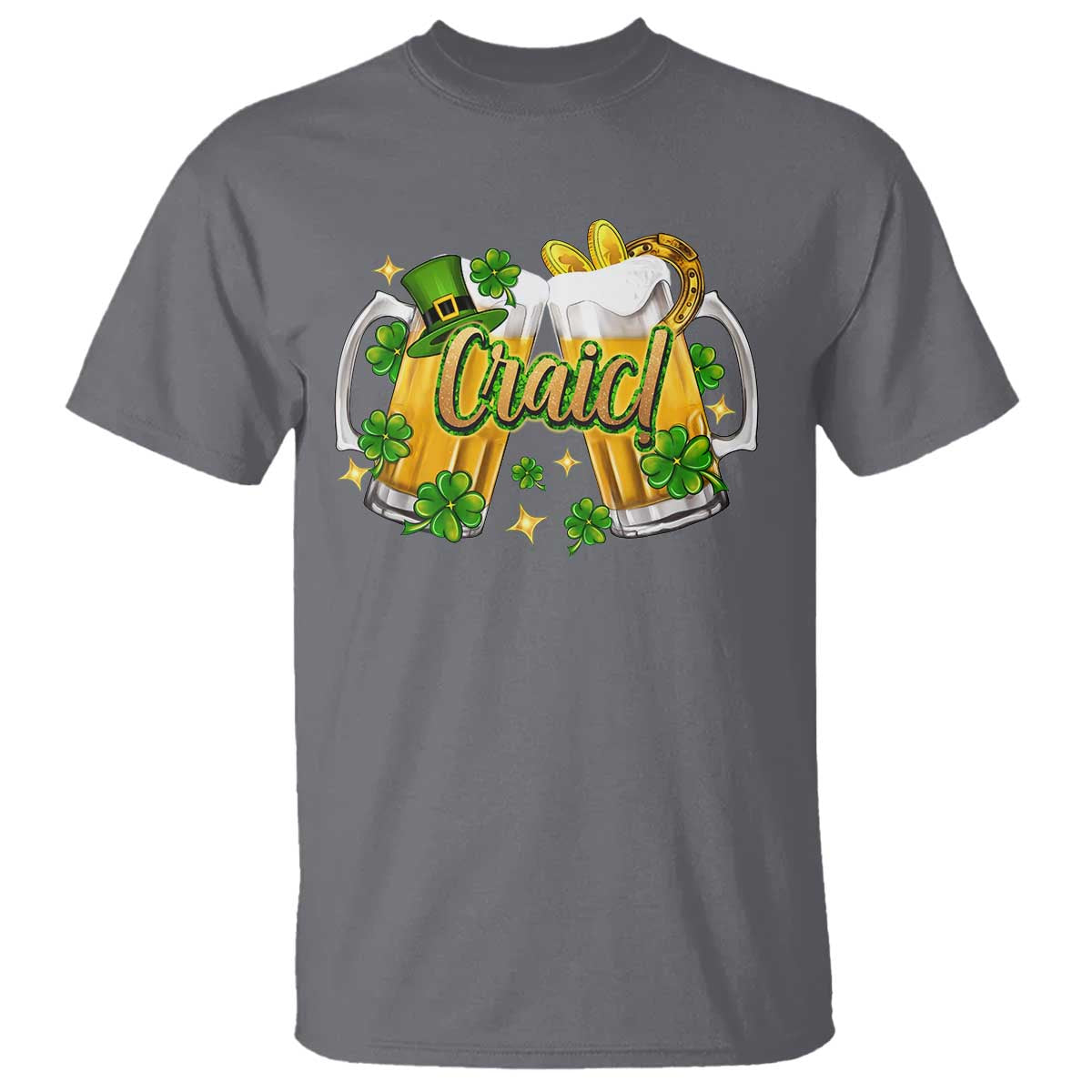 Funny St Patrick's Day Irish Beer Drinking Craic T Shirt TS11 Charcoal Print Your Wear