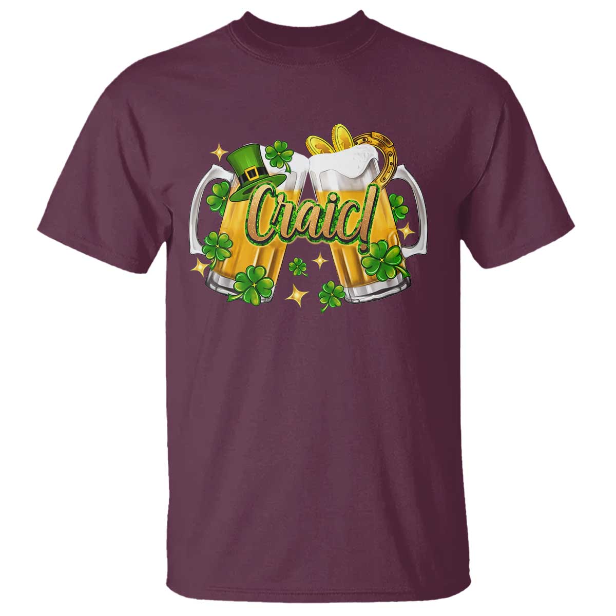 Funny St Patrick's Day Irish Beer Drinking Craic T Shirt TS11 Maroon Print Your Wear