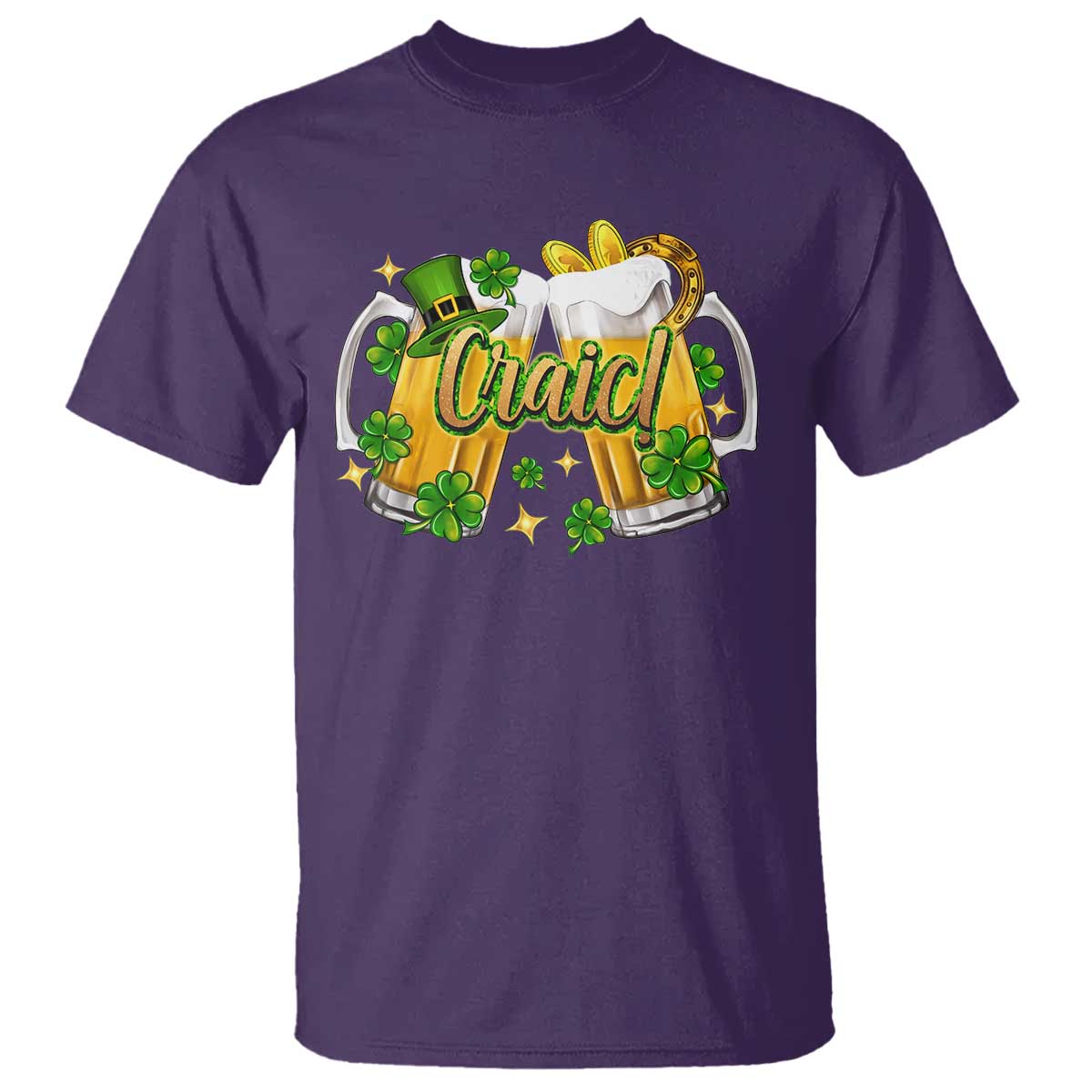 Funny St Patrick's Day Irish Beer Drinking Craic T Shirt TS11 Purple Print Your Wear