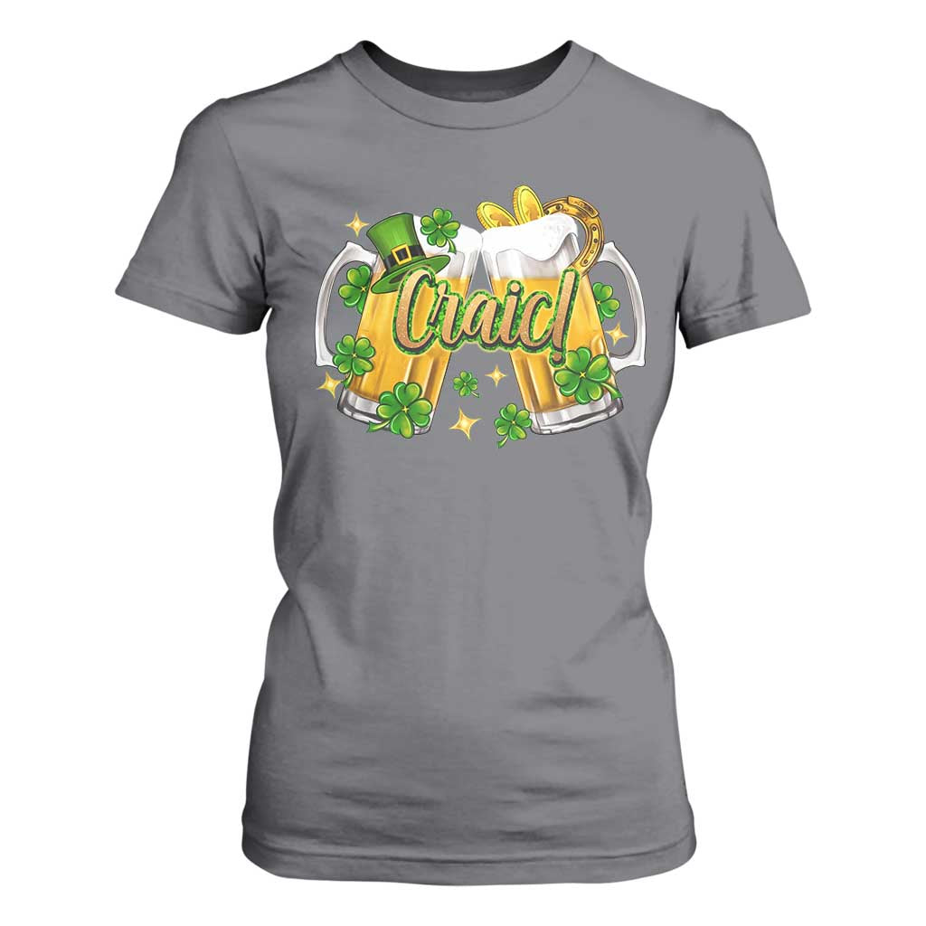 Funny St Patrick's Day Irish Beer Drinking Craic T Shirt For Women TS11 Charcoal Print Your Wear