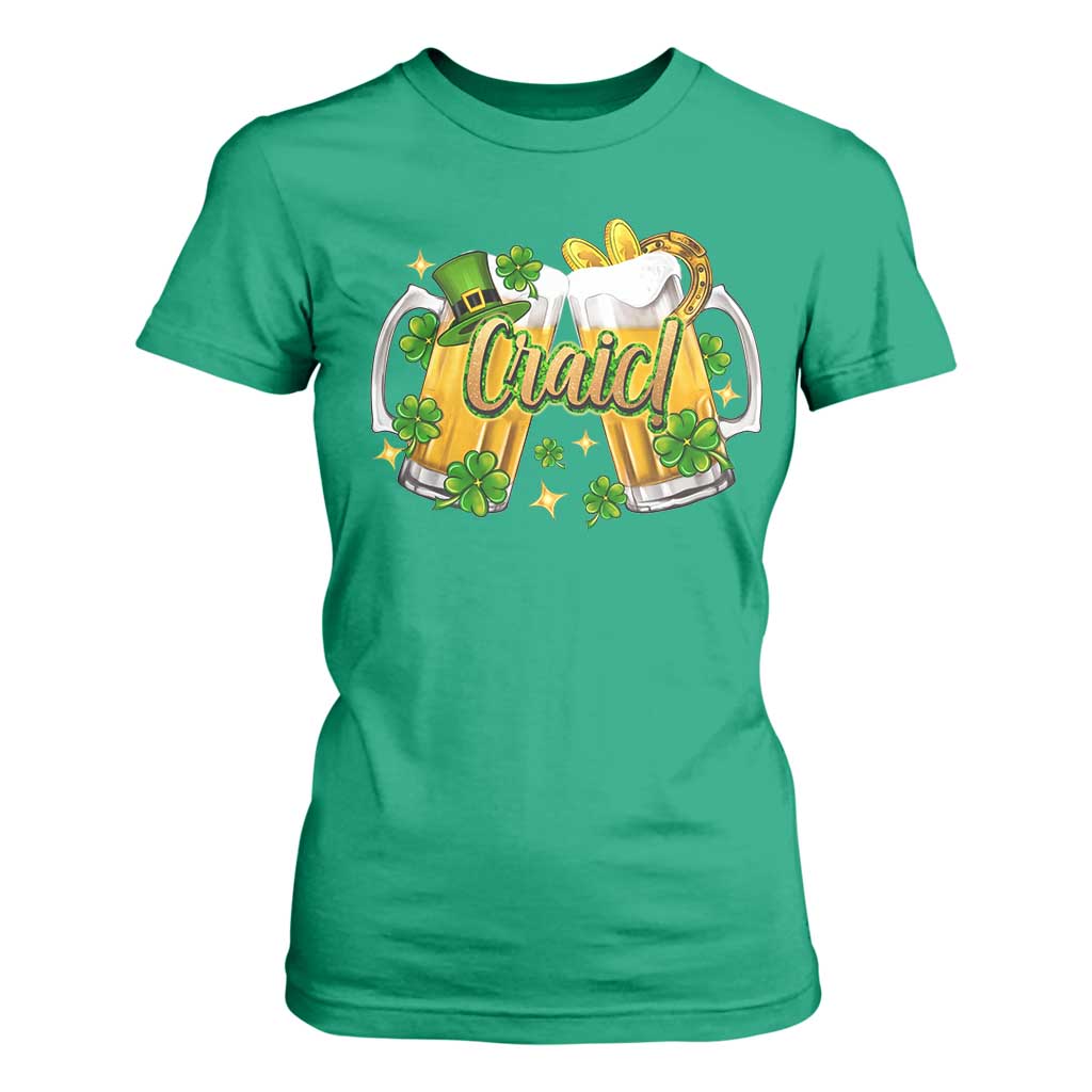 Funny St Patrick's Day Irish Beer Drinking Craic T Shirt For Women TS11 Irish Green Print Your Wear