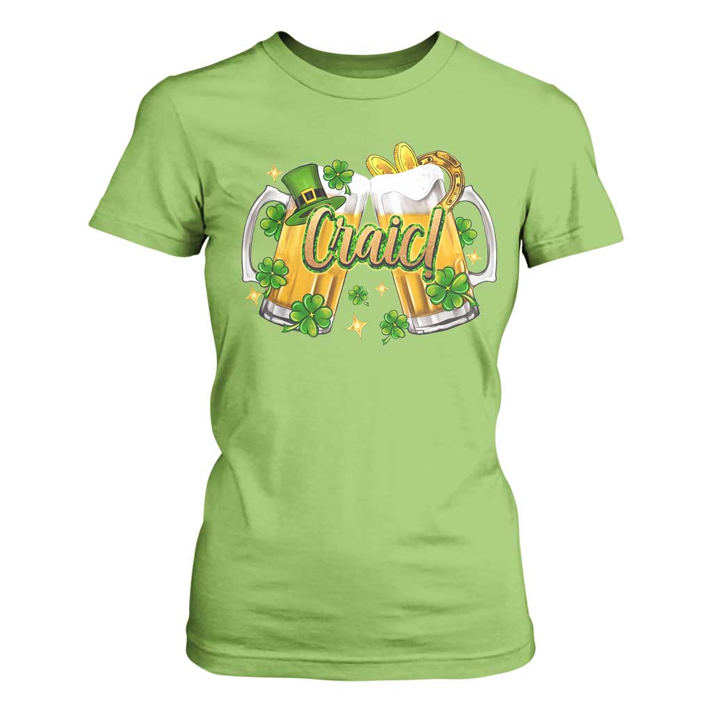 Funny St Patrick's Day Irish Beer Drinking Craic T Shirt For Women TS11 Lime Print Your Wear