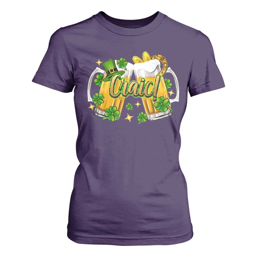 Funny St Patrick's Day Irish Beer Drinking Craic T Shirt For Women TS11 Purple Print Your Wear