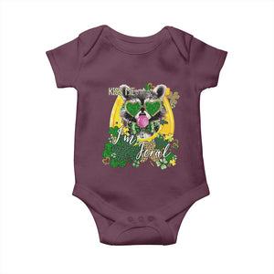 Funny St Patrick's Day Racoon Baby Onesie Kiss Me I'm Feral Horseshoe Shamrock TS11 Maroon Print Your Wear