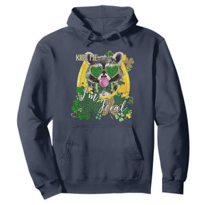 Funny St Patrick's Day Racoon Hoodie Kiss Me I'm Feral Horseshoe Shamrock TS11 Navy Print Your Wear