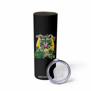 Funny St Patrick's Day Racoon Skinny Tumbler Kiss Me I'm Feral Horseshoe Shamrock TS11 Print Your Wear