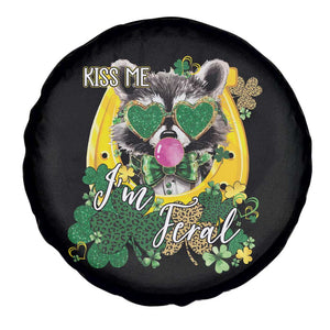 Funny St Patrick's Day Racoon Spare Tire Cover Kiss Me I'm Feral Horseshoe Shamrock TS11 Print Your Wear