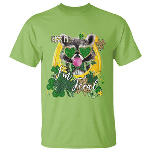 Funny St Patrick's Day Racoon T Shirt Kiss Me I'm Feral Horseshoe Shamrock TS11 Lime Print Your Wear