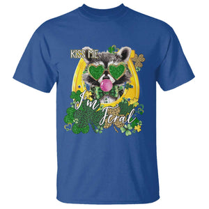 Funny St Patrick's Day Racoon T Shirt Kiss Me I'm Feral Horseshoe Shamrock TS11 Royal Blue Print Your Wear