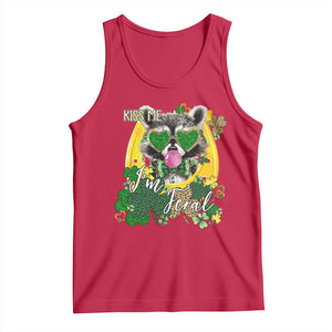 Funny St Patrick's Day Racoon Tank Top Kiss Me I'm Feral Horseshoe Shamrock TS11 Red Print Your Wear