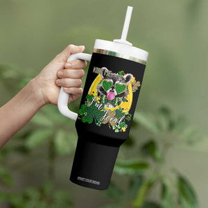 Funny St Patrick's Day Racoon Tumbler With Handle Kiss Me I'm Feral Horseshoe Shamrock TS11 Print Your Wear