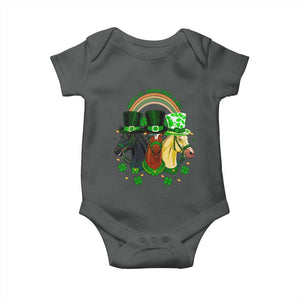 Funny St Patrick's Day Horse Baby Onesie Happy St Horsetrick's Day Shamrock TS11 Dark Heather Print Your Wear