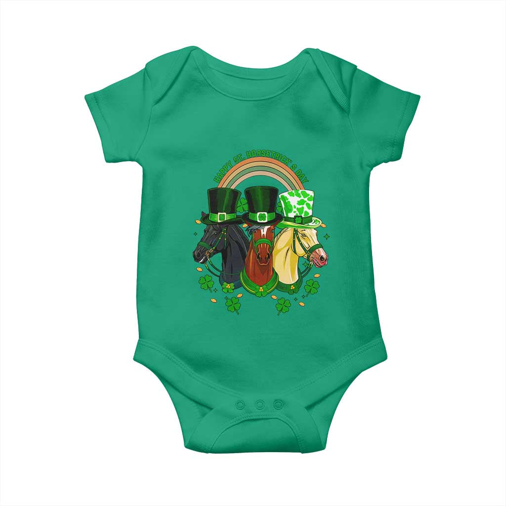 Funny St Patrick's Day Horse Baby Onesie Happy St Horsetrick's Day Shamrock TS11 Irish Green Print Your Wear