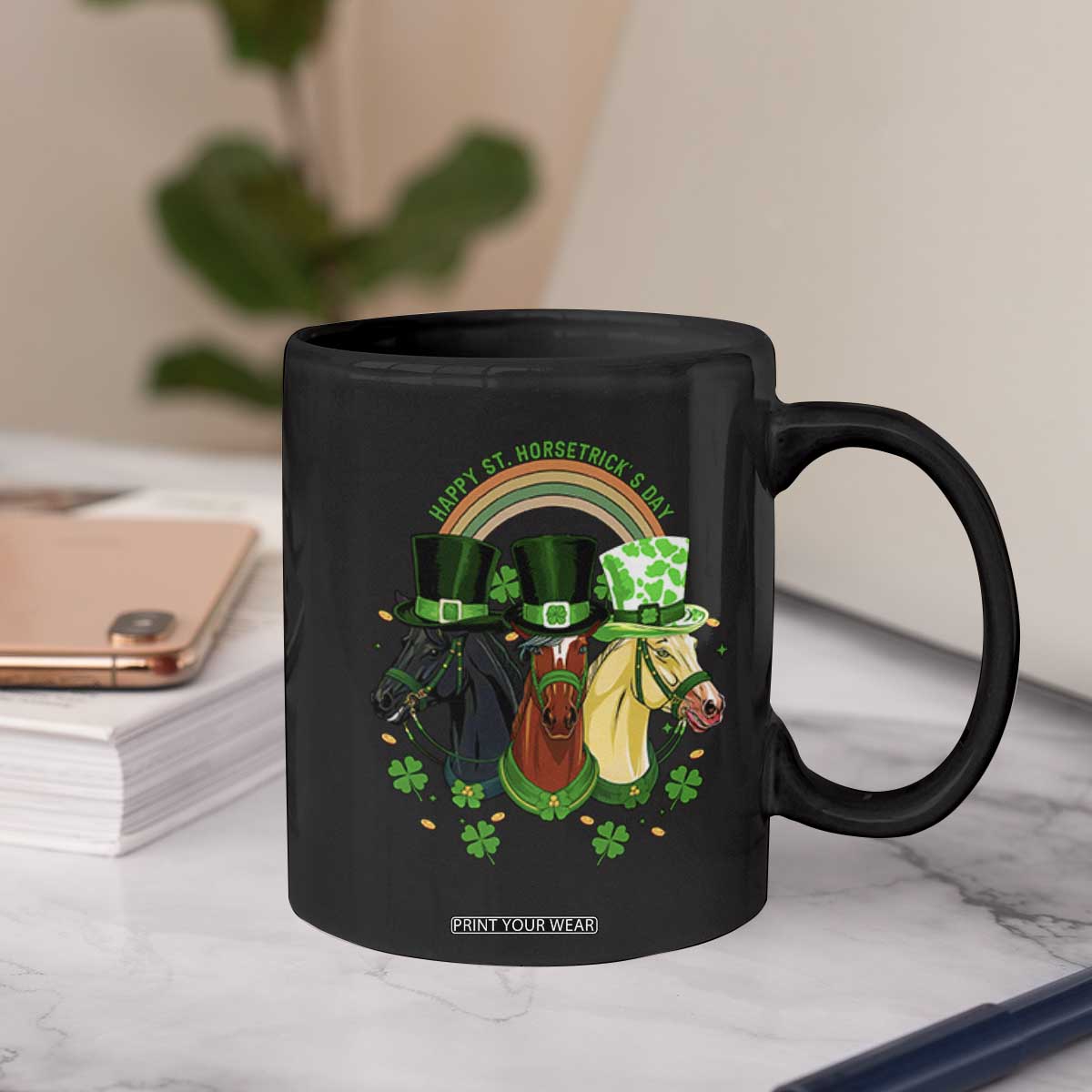 Funny St Patrick's Day Horse Coffee Mug Happy St Horsetrick's Day Shamrock TS11 Print Your Wear