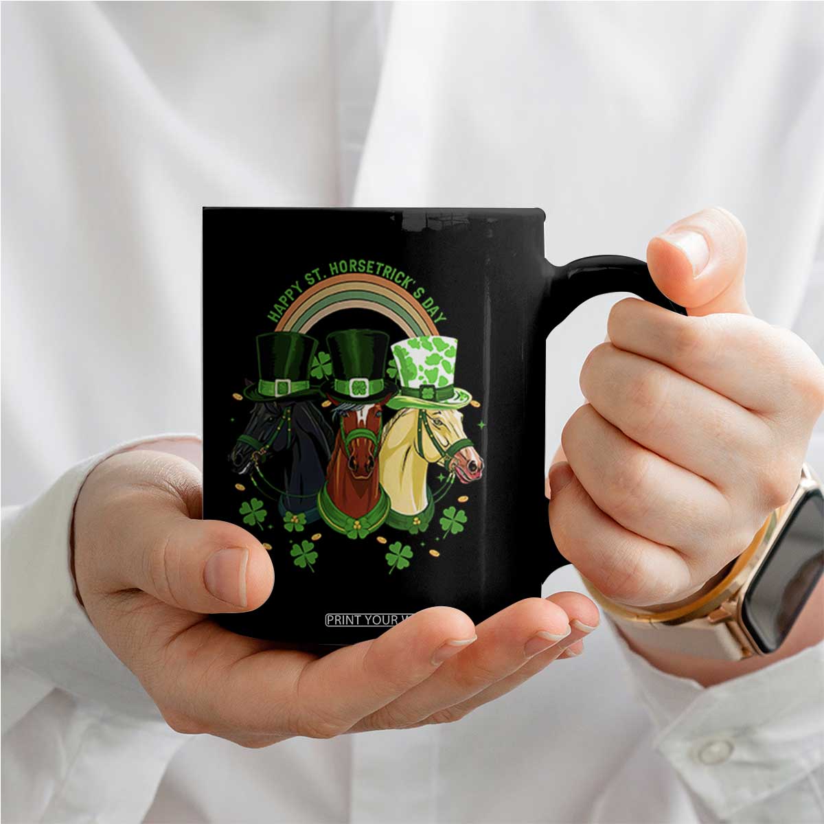 Funny St Patrick's Day Horse Coffee Mug Happy St Horsetrick's Day Shamrock TS11 Print Your Wear