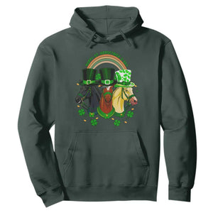 Funny St Patrick's Day Horse Hoodie Happy St Horsetrick's Day Shamrock TS11 Dark Forest Green Print Your Wear
