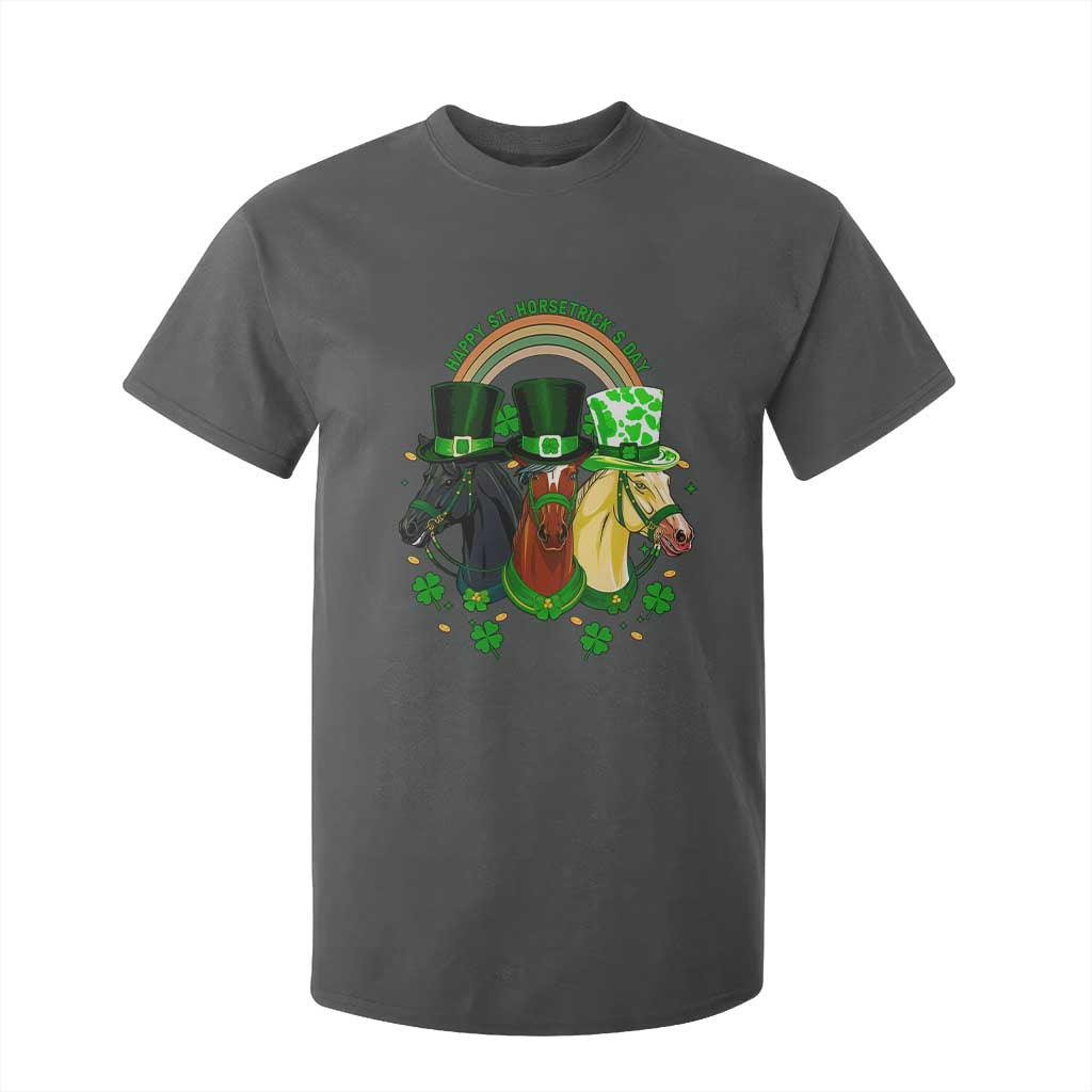 Funny St Patrick's Day Horse T Shirt For Kid Happy St Horsetrick's Day Shamrock TS11 Dark Heather Print Your Wear