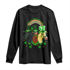 Funny St Patrick's Day Horse Long Sleeve Shirt Happy St Horsetrick's Day Shamrock TS11 Black Print Your Wear