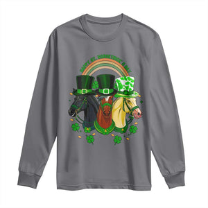 Funny St Patrick's Day Horse Long Sleeve Shirt Happy St Horsetrick's Day Shamrock TS11 Charcoal Print Your Wear