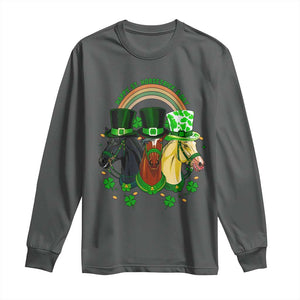 Funny St Patrick's Day Horse Long Sleeve Shirt Happy St Horsetrick's Day Shamrock TS11 Dark Heather Print Your Wear