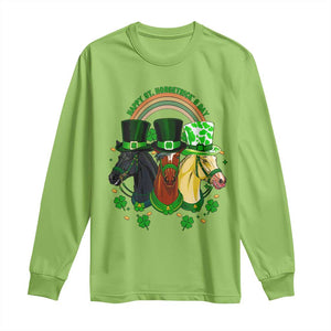 Funny St Patrick's Day Horse Long Sleeve Shirt Happy St Horsetrick's Day Shamrock TS11 Lime Print Your Wear
