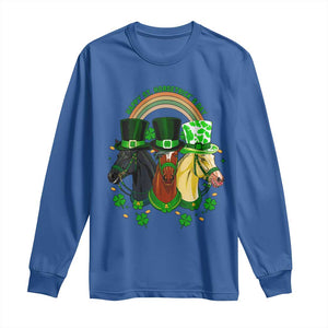 Funny St Patrick's Day Horse Long Sleeve Shirt Happy St Horsetrick's Day Shamrock TS11 Royal Blue Print Your Wear