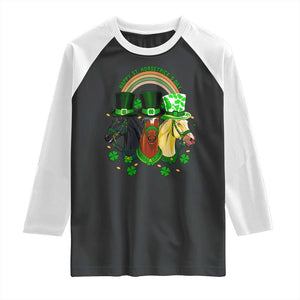 Funny St Patrick's Day Horse Raglan Shirt Happy St Horsetrick's Day Shamrock TS11 Black White Print Your Wear