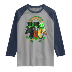 Funny St Patrick's Day Horse Raglan Shirt Happy St Horsetrick's Day Shamrock TS11 Sport Gray Navy Print Your Wear