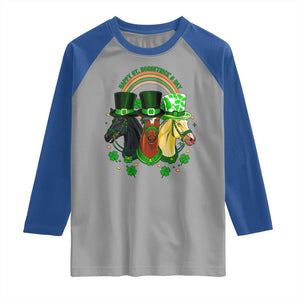 Funny St Patrick's Day Horse Raglan Shirt Happy St Horsetrick's Day Shamrock TS11 Sport Gray Royal Print Your Wear