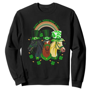 Funny St Patrick's Day Horse Sweatshirt Happy St Horsetrick's Day Shamrock TS11 Black Print Your Wear