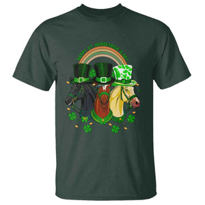 Funny St Patrick's Day Horse T Shirt Happy St Horsetrick's Day Shamrock TS11 Dark Forest Green Print Your Wear