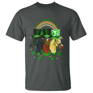 Funny St Patrick's Day Horse T Shirt Happy St Horsetrick's Day Shamrock TS11 Dark Heather Print Your Wear