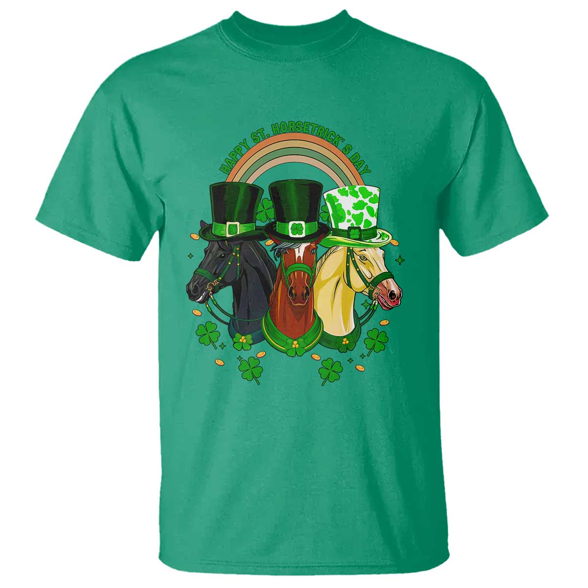 Funny St Patrick's Day Horse T Shirt Happy St Horsetrick's Day Shamrock TS11 Irish Green Print Your Wear