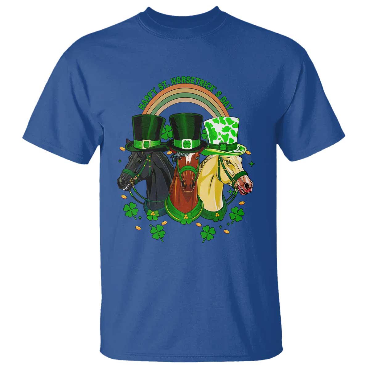 Funny St Patrick's Day Horse T Shirt Happy St Horsetrick's Day Shamrock TS11 Royal Blue Print Your Wear
