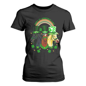 Funny St Patrick's Day Horse T Shirt For Women Happy St Horsetrick's Day Shamrock TS11 Black Print Your Wear
